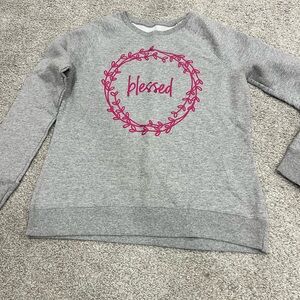 Time and Tru Gray Sweatshirt with Pink Heart Design